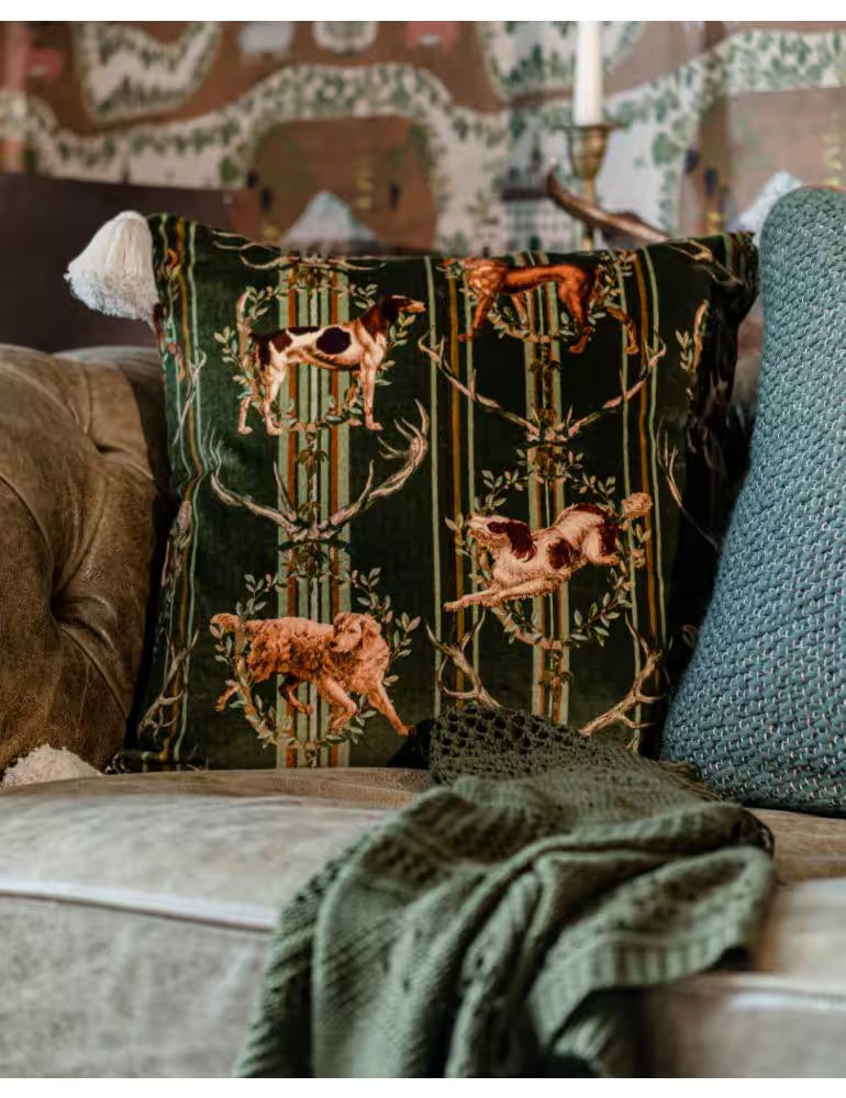 MOUNTAIN DOGS Cypress Green Velvet Cushion