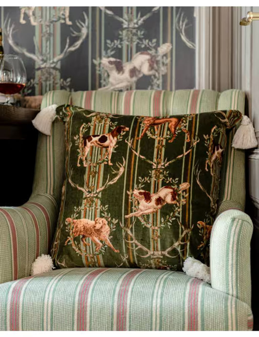MOUNTAIN DOGS Cypress Green Velvet Cushion