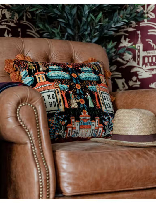 TALES OF TYROL Peat Black Velvet Cushion