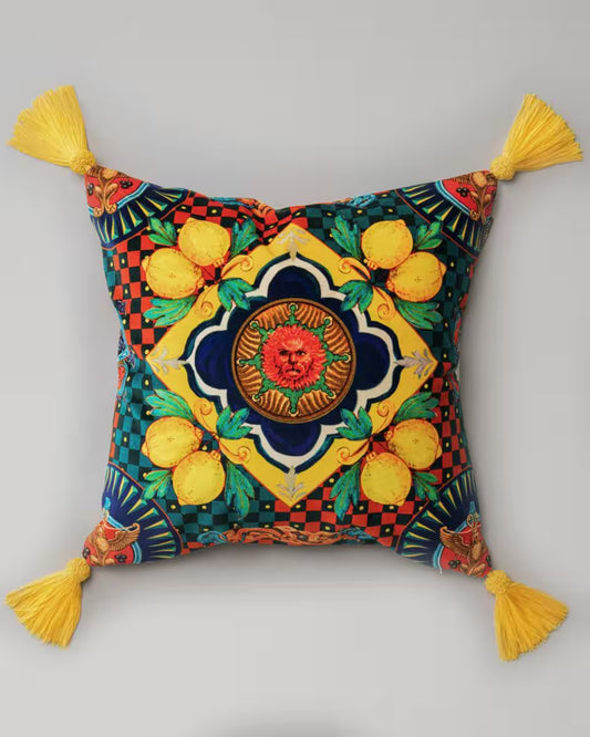 AMALFI Blue Velvet Cushion