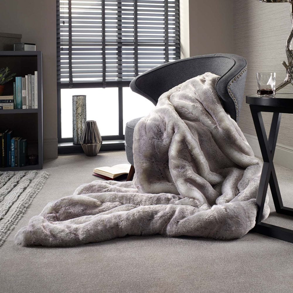 Silver Alaska Faux Fur Throw