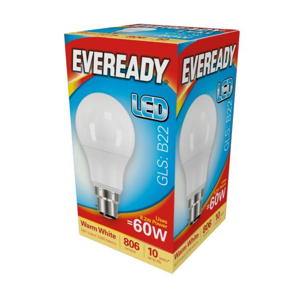 S13624 Eveready LED bulb GLS 60w E27 Warm White Pack of 5