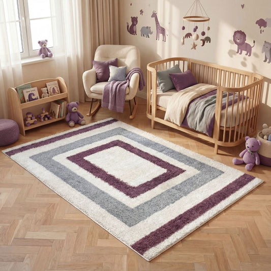 Moodi Shaggy Grey/Purple Contour Rug