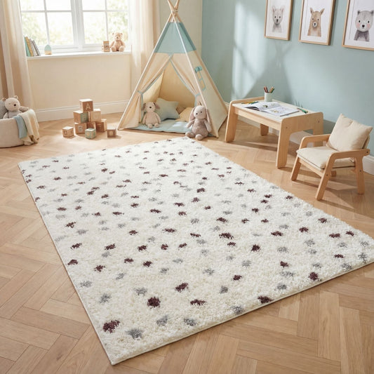 Moodi Shaggy Grey/Purple Plumetis Rug