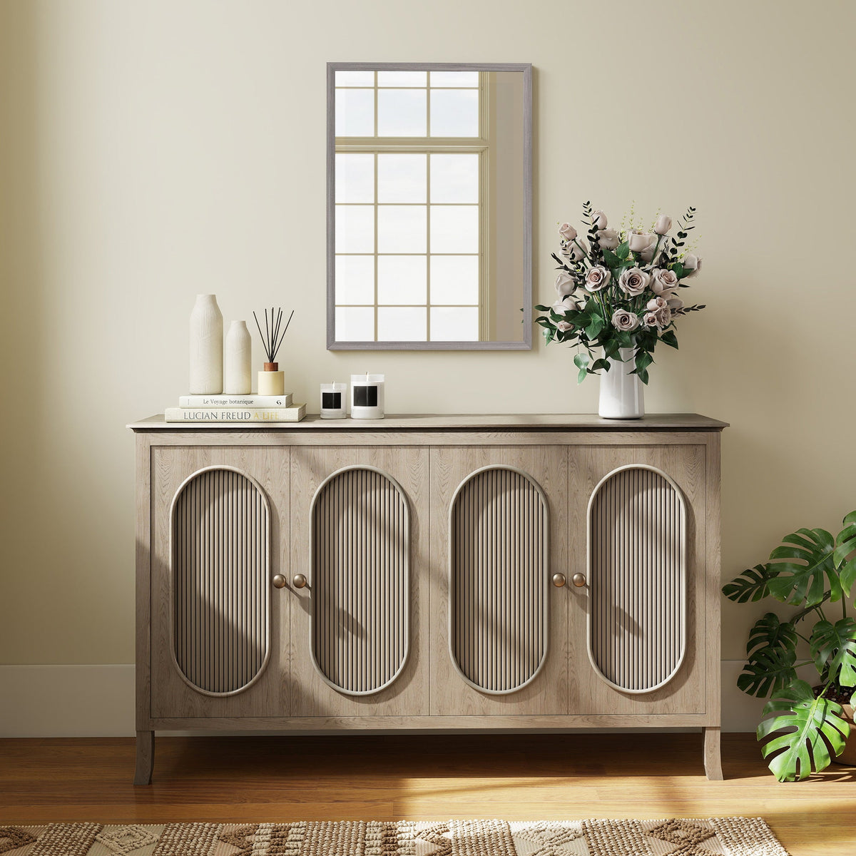 HOMCOM Wall Bathroom Mirror, 50 x 70 cm Wall-Mounted Mirror for Living Room, Bedroom, Hallway, Grey