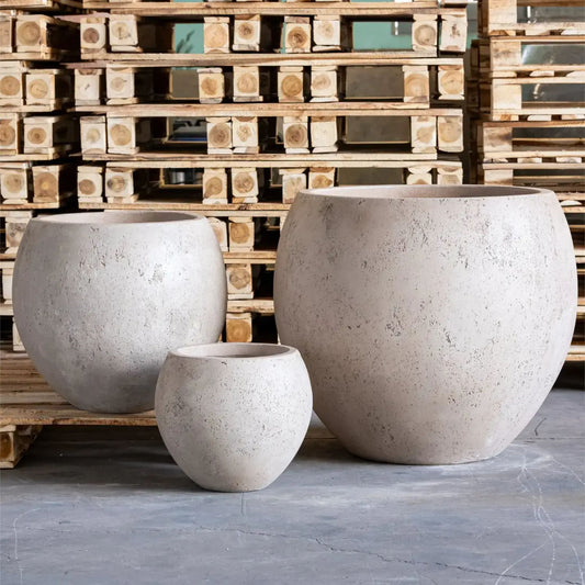 Orbello | Truffle – 35cm Medium Concrete Sphere Planter – 25L Round Plant Pot
