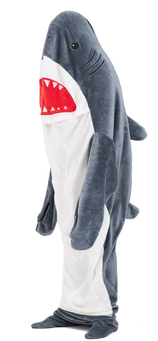 Oversized Shark Animal Wearable Blanket Hoodie Soft Fleece Hooded Blanket with Sleeves Warm Winter Loungewear by OLIVIA ROCCO