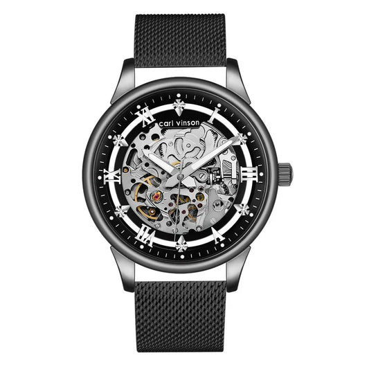 Carl Vinson Men's Automatic Mechanical Watch High-end Waterproof Hollow-out Luminous Mechanical Watch for Men
