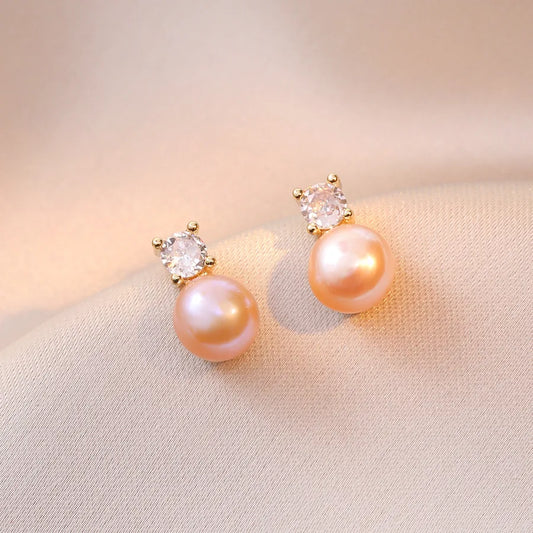 1 Pair Elegant Pearl Freshwater Pearl Copper Earrings