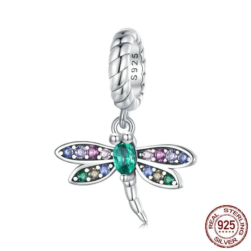 1 Piece 925 Sterling Silver Zircon Insect Dragonfly Pendant Jewelry Accessories