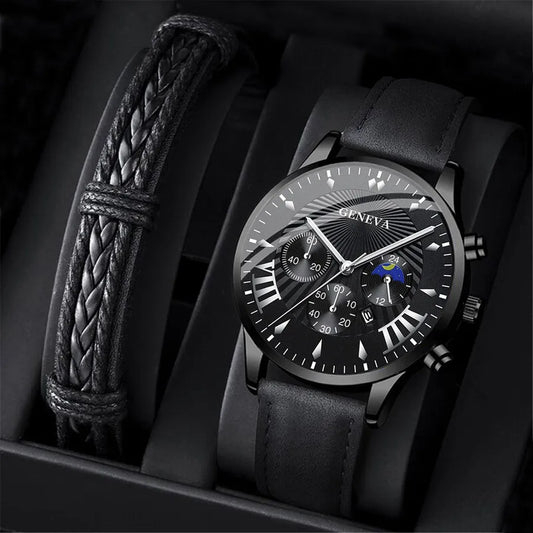 Casual Color Block Buckle Quartz Men's Watches
