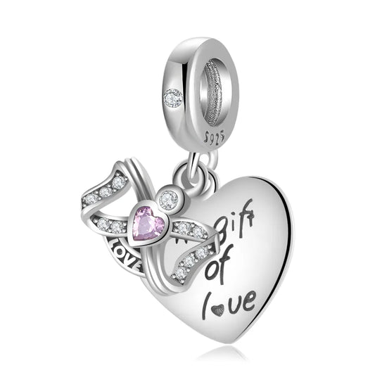 1 Piece 925 Sterling Silver Zircon Letter Heart Shape Jewelry Accessories