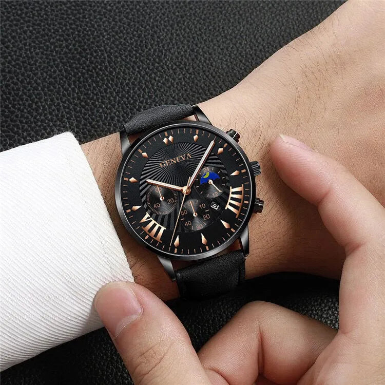 Casual Color Block Buckle Quartz Men's Watches