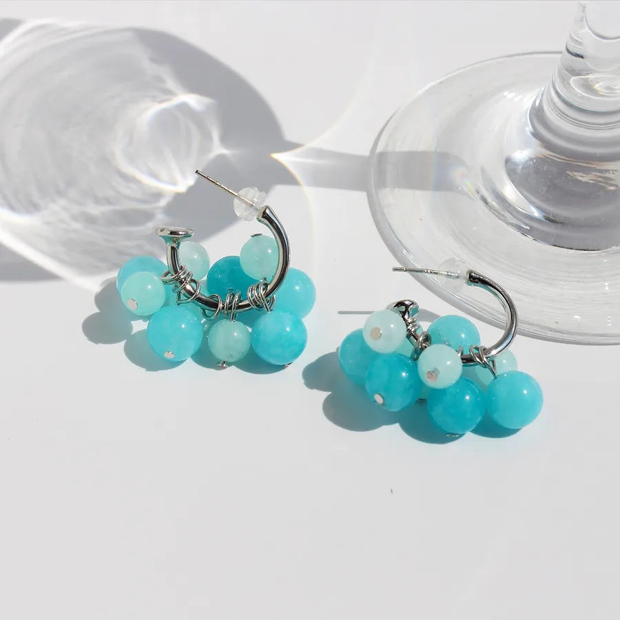 1 Pair Simple Style Classic Style Color Block Plating natural stone Brass 18K Gold Plated Ear Studs