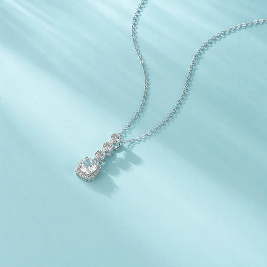 1 Piece 925 Sterling Silver Geometric Zircon 925 sterling silver cable chain Pendant Necklace