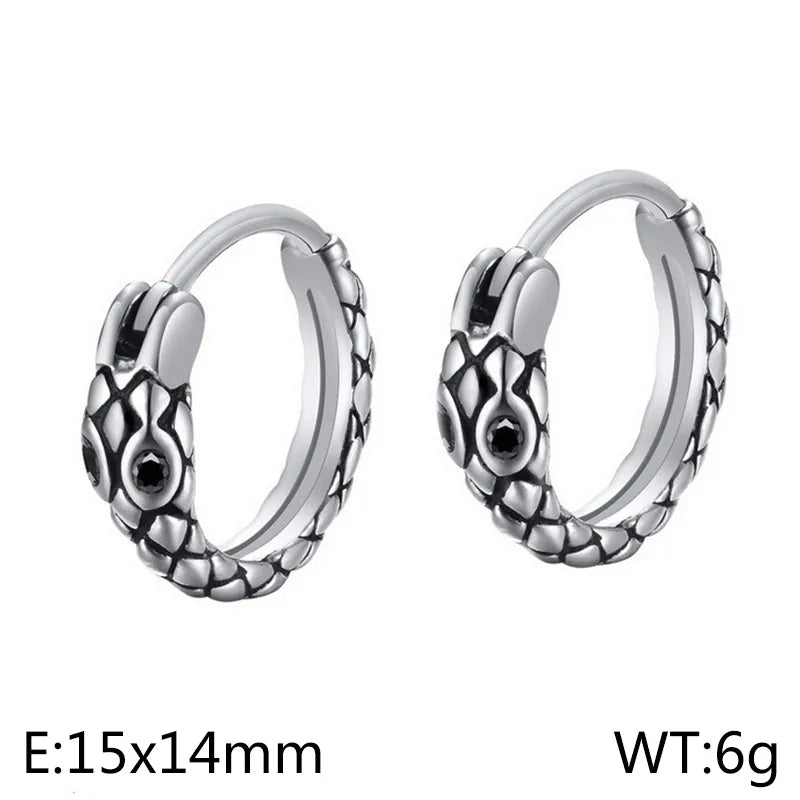 1 pair basic animal titanium steel hoop earrings