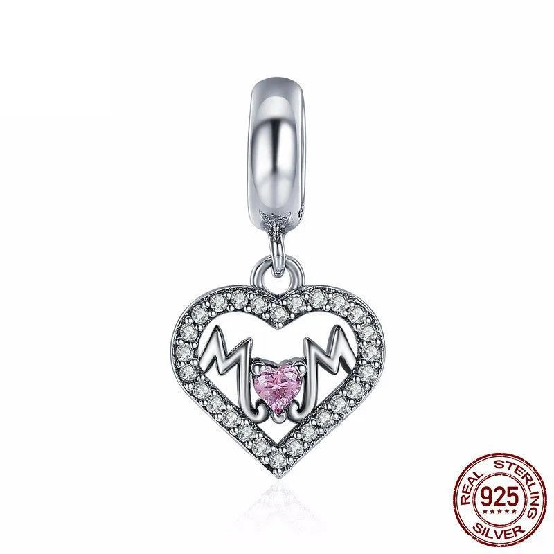 1 Piece 925 Sterling Silver Zircon Letter Heart Shape Butterfly Polished Pendant Beads Jewelry Accessories