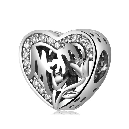 1 Piece 925 Sterling Silver Zircon Letter Heart Shape Crown Jewelry Accessories