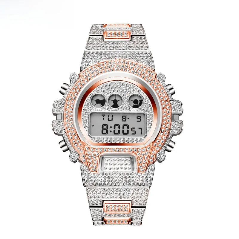 MISSFOX Japan Diamond Multi-function Fashion Electronic Watch High-end Full Diamond Waterproof Men's Watch Factory Outlet