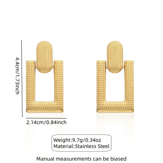 1 Pair Casual Elegant Hip-Hop Quadrilateral Oval Hollow Out 304 Stainless Steel Imitation Gold Ear Studs