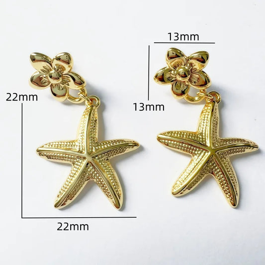 1 Pair Cute Funny Starfish Flower 304 Stainless Steel Drop Earrings