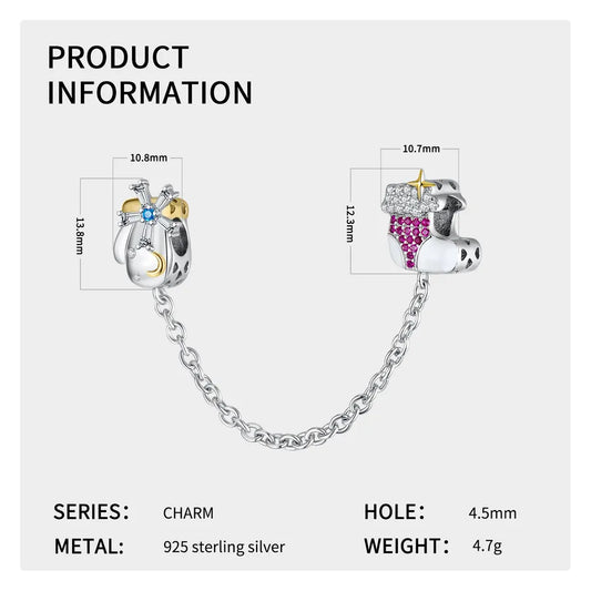 1 Piece 925 Sterling Silver Zircon Gloves Sock Rope Chain Spacer Bars Jewelry Accessories