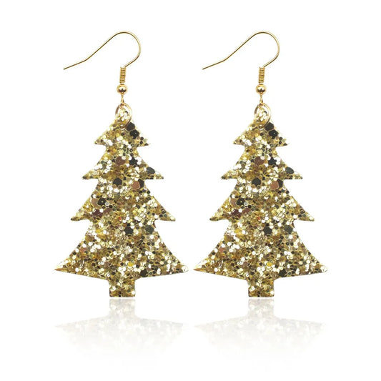 1 Pair Christmas Streetwear Christmas Tree Pu Leather Drop Earrings