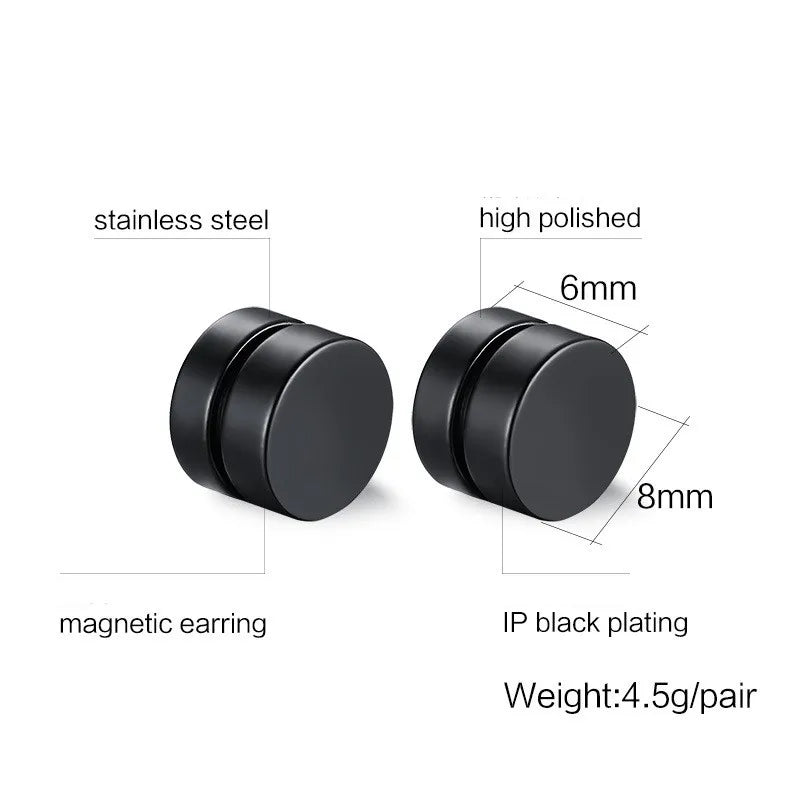 1 pair simple style round titanium steel plating men's ear clips