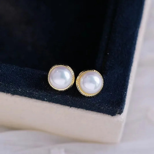 1 Pair Freshwater pearl earrings Pearl Ear Studs