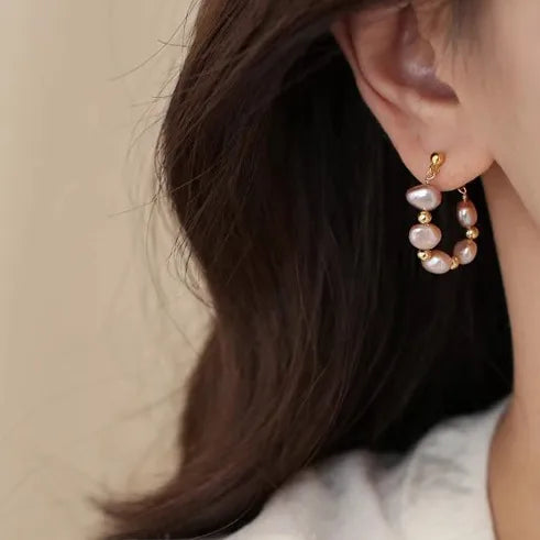 1 Pair Simple Style Geometric Inlay Copper Freshwater Pearl Earrings