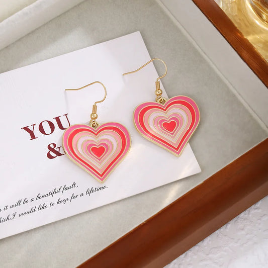 1 Pair Casual Sweet Heart Shape Enamel Alloy Drop Earrings