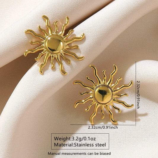 1 Pair Casual Vacation Streetwear Sun 304 Stainless Steel Imitation Gold Ear Studs