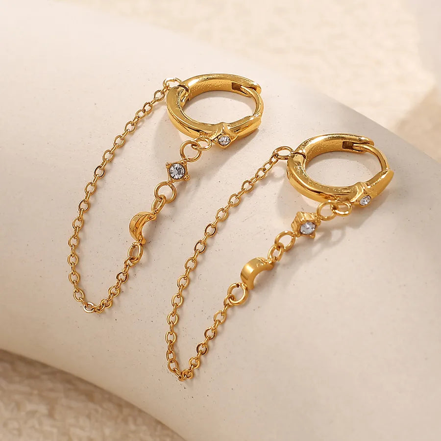 1 Pair Elegant Lady Star 304 Stainless Steel Earrings