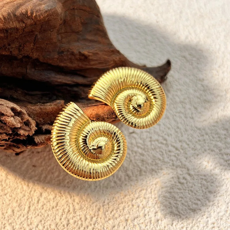 1 Pair IG Style Casual Vacation Leaf Conch Flower Flowers 304 Stainless Steel Imitation Gold Ear Studs