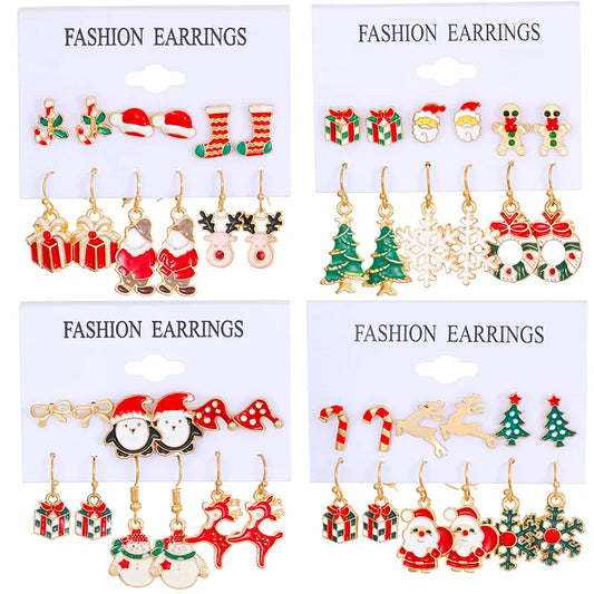 1 Pair Christmas Cute Christmas Tree Santa Claus Elk Plating Alloy Drop Earrings