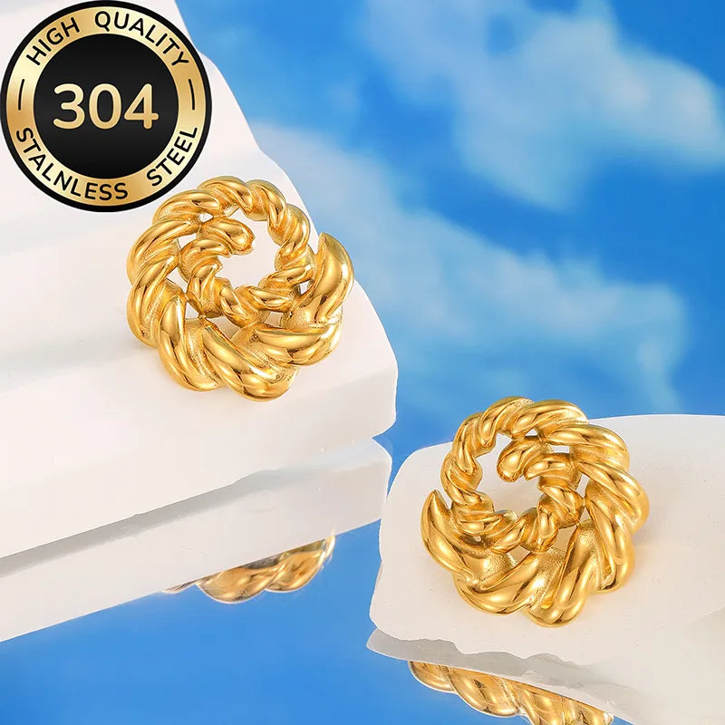 1 Pair Vintage Style Exaggerated Modern Style Circle 304 Stainless Steel 18K Gold Plated Ear Studs