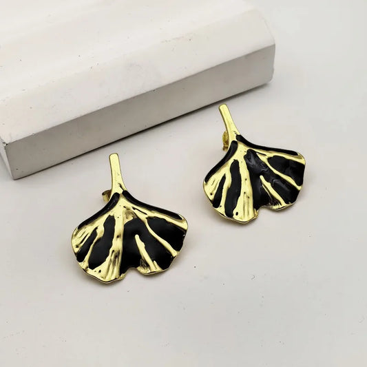 1 Pair Retro Commute Ginkgo Leaf 304 Stainless Steel Butterfly Backs Ear Studs