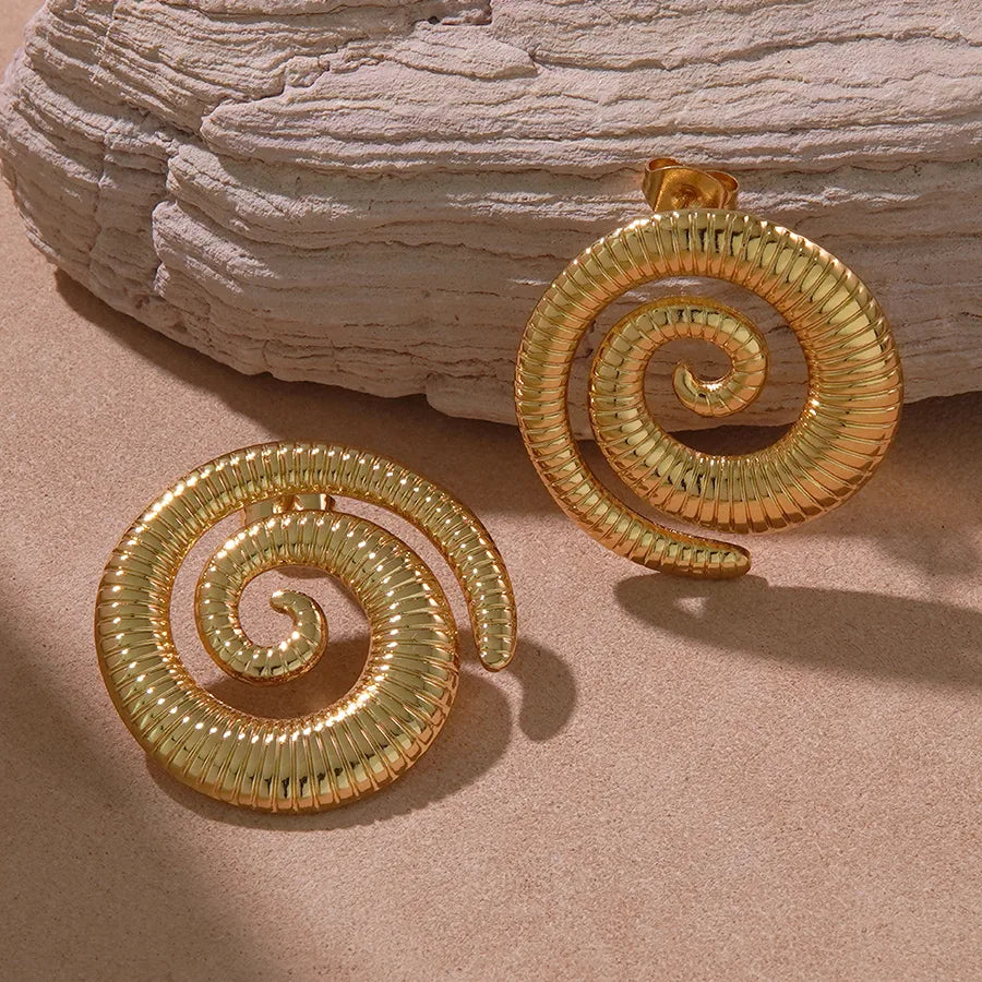 1 Pair Cute Romantic Geometric Round Mosquito-repellent incense 304 Stainless Steel Imitation Gold Ear Studs