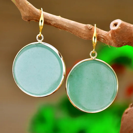 1 Pair Simple Style Round natural stone Drop Earrings