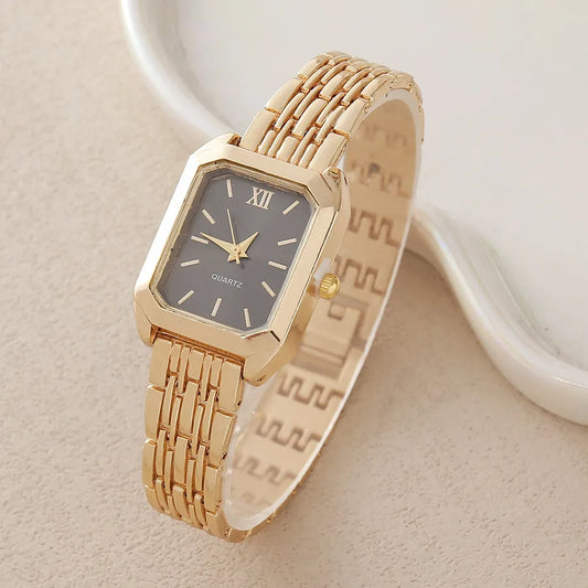 Fashionable Minimalist Square Quartz Women's Watch Stainless Steel Band Luxury Sensation Ladies Wristwatch Elegant Timepiece