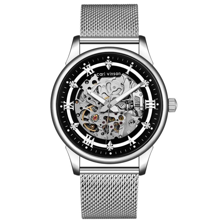 Carl Vinson Men's Automatic Mechanical Watch High-end Waterproof Hollow-out Luminous Mechanical Watch for Men