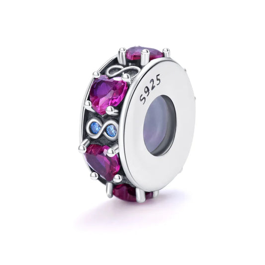 Non-Slip S925 Sterling Silver Zircon Heart Bracelet Accessories Diy Beaded Built-in Non-Slip Rubber Gasket Fashion Fixed Spacer Beads