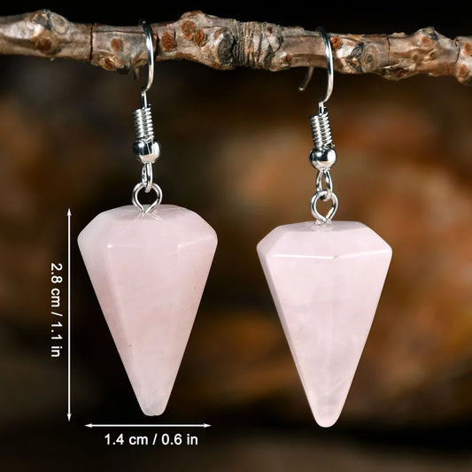 1 Pair Retro Handmade Geometric Alloy natural stone Drop Earrings