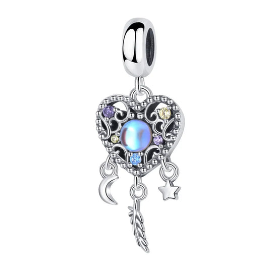 1 Piece 11 * 29mm 925 Sterling Silver Zircon Star Heart Shape Polished Pendant Jewelry Accessories