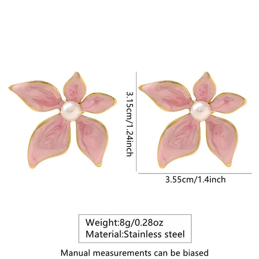 1 Pair Casual Cute Vacation Flower 304 Stainless Steel Imitation Gold Ear Studs