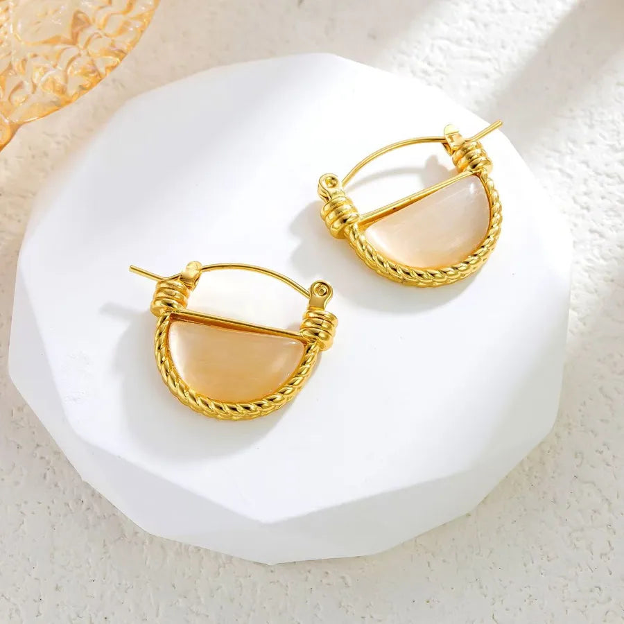 1 Pair Vintage Style Simple Style Geometric Semicircle 304 Stainless Steel 18K Gold Plated Ear Studs