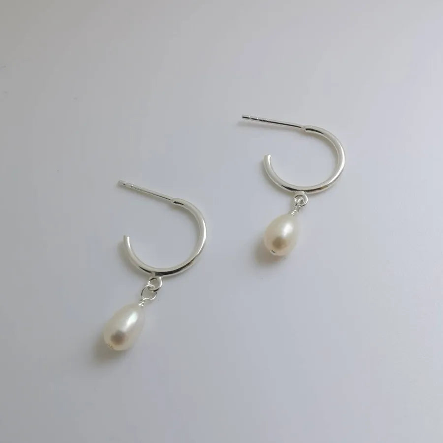 1 Pair Elegant Lady Baroque Style Round 304 Stainless Steel Freshwater Pearl 14K Gold Plated Rose Gold Plated Silver Plated Drop Earrings