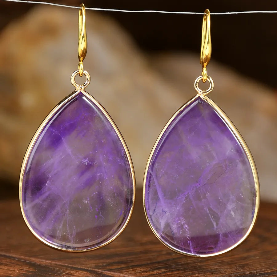 1 Pair Elegant Luxurious Water Droplets natural stone Drop Earrings