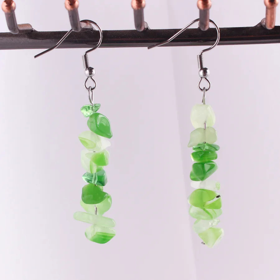 1 Pair Simple Style Geometric Patchwork natural stone Drop Earrings