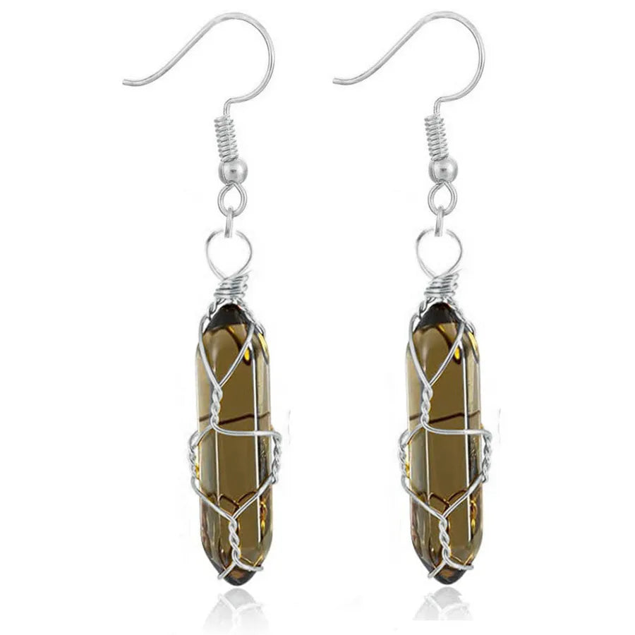 1 Pair Casual Simple Style Geometric natural stone Crystal Iron Drop Earrings